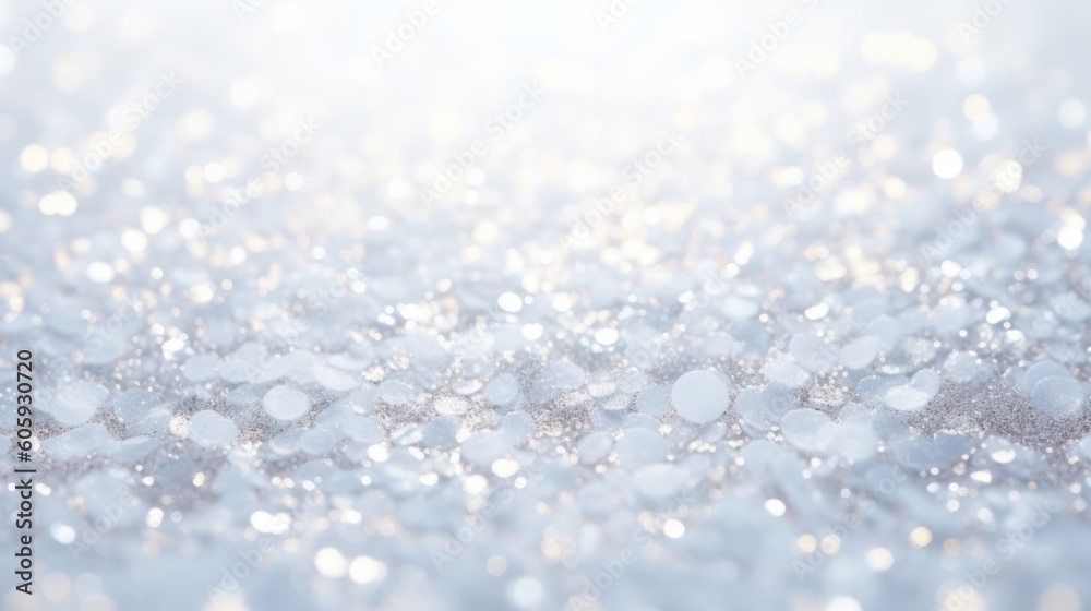 Fototapeta premium Glitter background in pastel delicate silver and white tones defocused