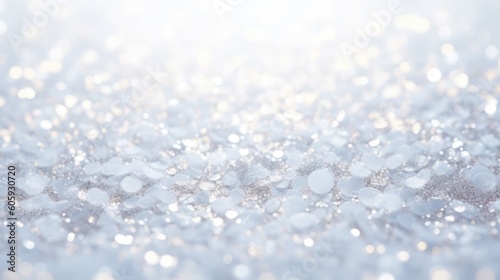 Glitter background in pastel delicate silver and white tones defocused