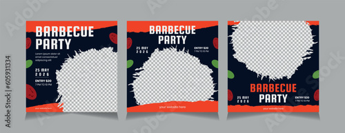 Barbecue Social Media Post Design Template.