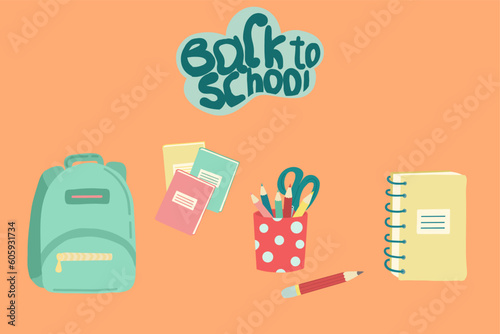 Back to school set with notebooks accessories