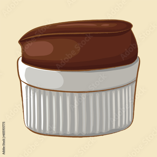 French dessert chocolate soufflé porous.