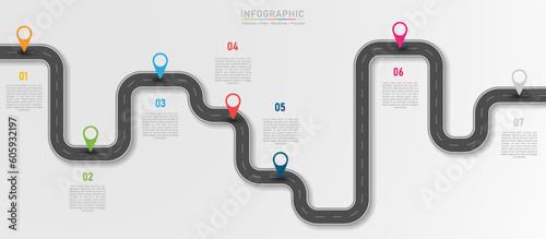 Business road map infographic. Pathway with flat icon template vector illustrator. Concept presentation.