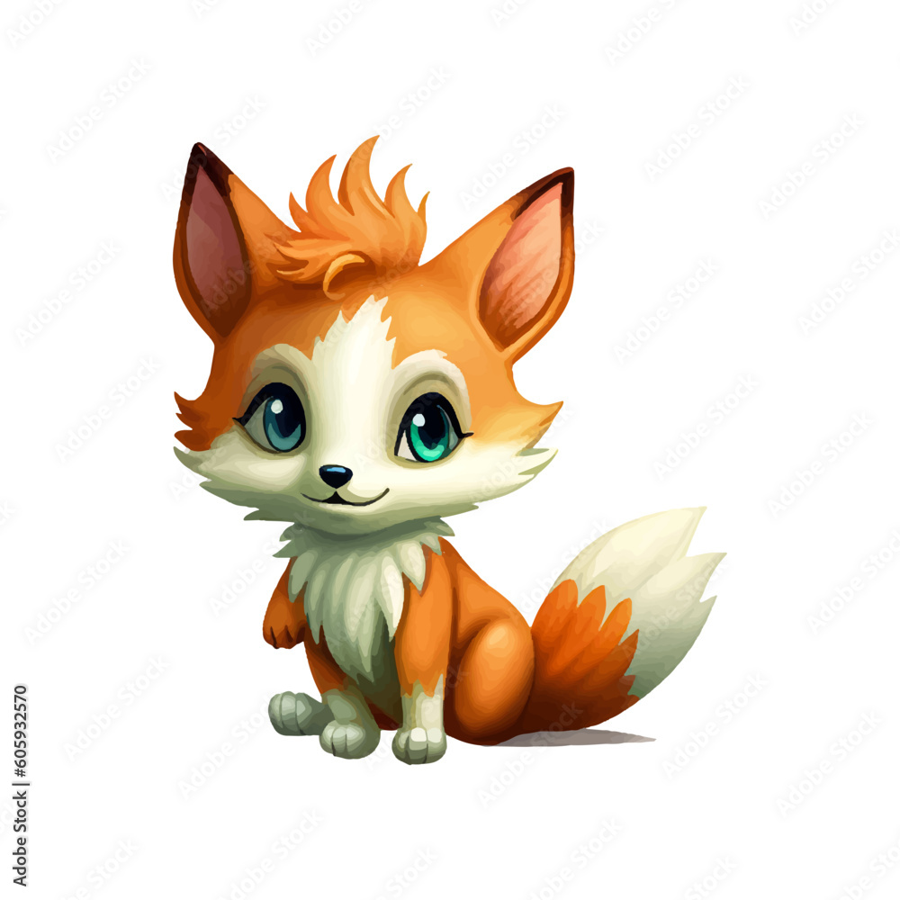 Fototapeta premium cute fox character painting vector illustration