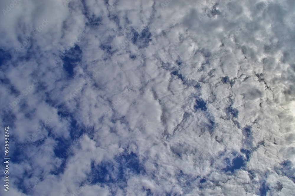 Morning sky with a thin layer of textured clouds 