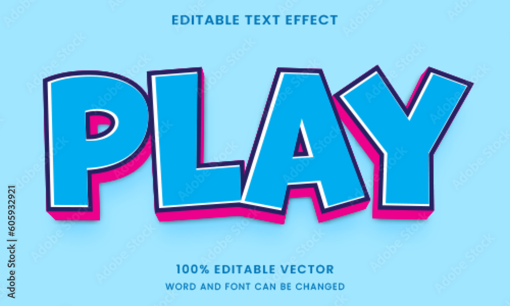 colorful cute kids playful title 3d graphic style editable text effect