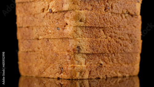 Slices toast bread isolated on black background