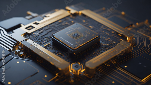 The Circuitry Chronicles: Unveiling the Futuristic CPU. Generated AI photo