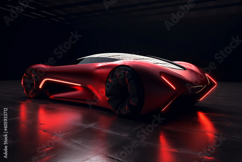 technology futuristic electric car  with black background 3d rendering. Concept of future.