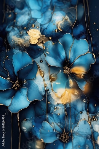 Floral and abstract liquid texture background
