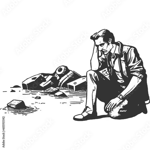 Wasteland Chronicles Vintage Illustration Vector