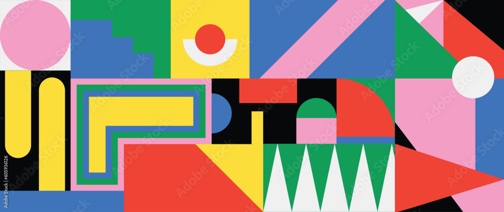 Abstract geometric pattern background. Abstract wallpaper design with circle, square, triangle and polygon shape in - colorful. Modern and trendy illustration perfect for decor, cover, print. Abstract geometric pattern background. Abstract wallpaper design with circle, square, triangle and polygon shape in - colorful. Modern and trendy illustration perfect for decor, cover, print.