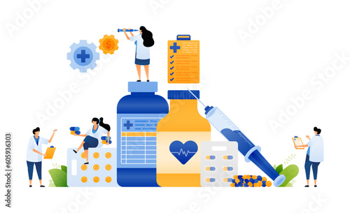 SVG Illustration of doctor prepares medicines for patient. Doctor mixing medicine for patient treatment. Nurse prepares treatment. Can use for web, website, apps, poster, PNG transparent