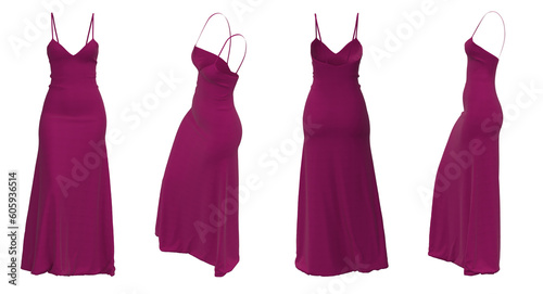 Fashion, Elegant Woman dress. Glamour Evening Dress. luxury Style Designer wear. Pink Color