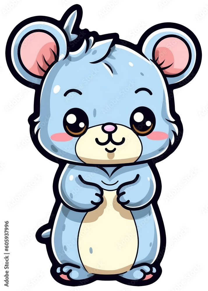 Obraz premium Cute small mouse kawaii cartoon sticker