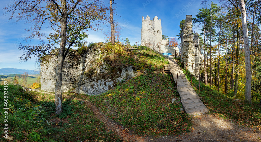 Ruin of castle Blatnica at autumn, Slovakia