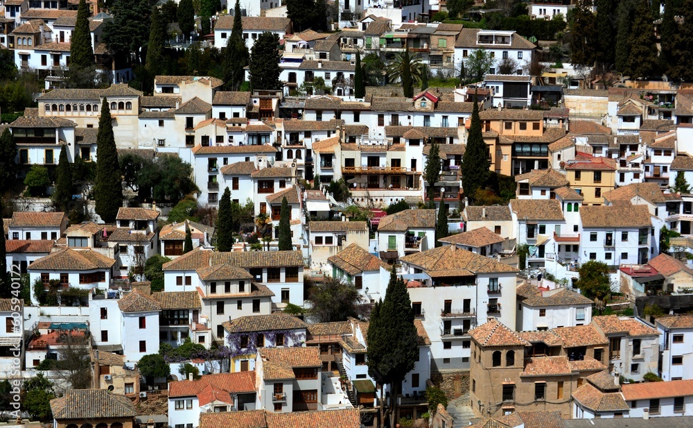 Vue panoramique sur l'Albaicín en Andalousie, Grenade, Espagne, Europe 21