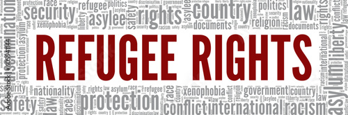 Refugee Rights word cloud conceptual design isolated on white background.