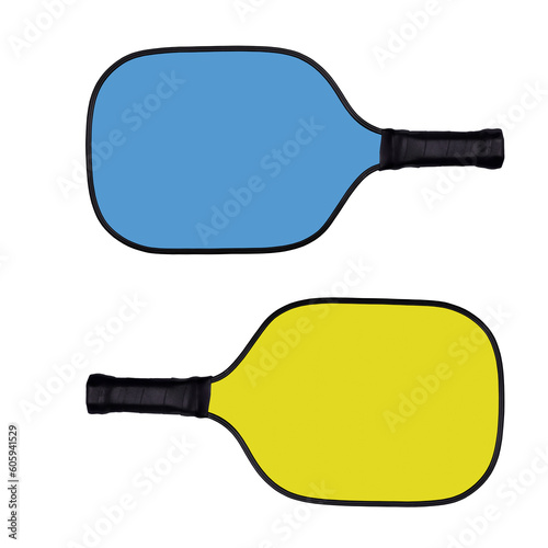 Pickleball pattern. Light blue and yellow pickleball paddle.
