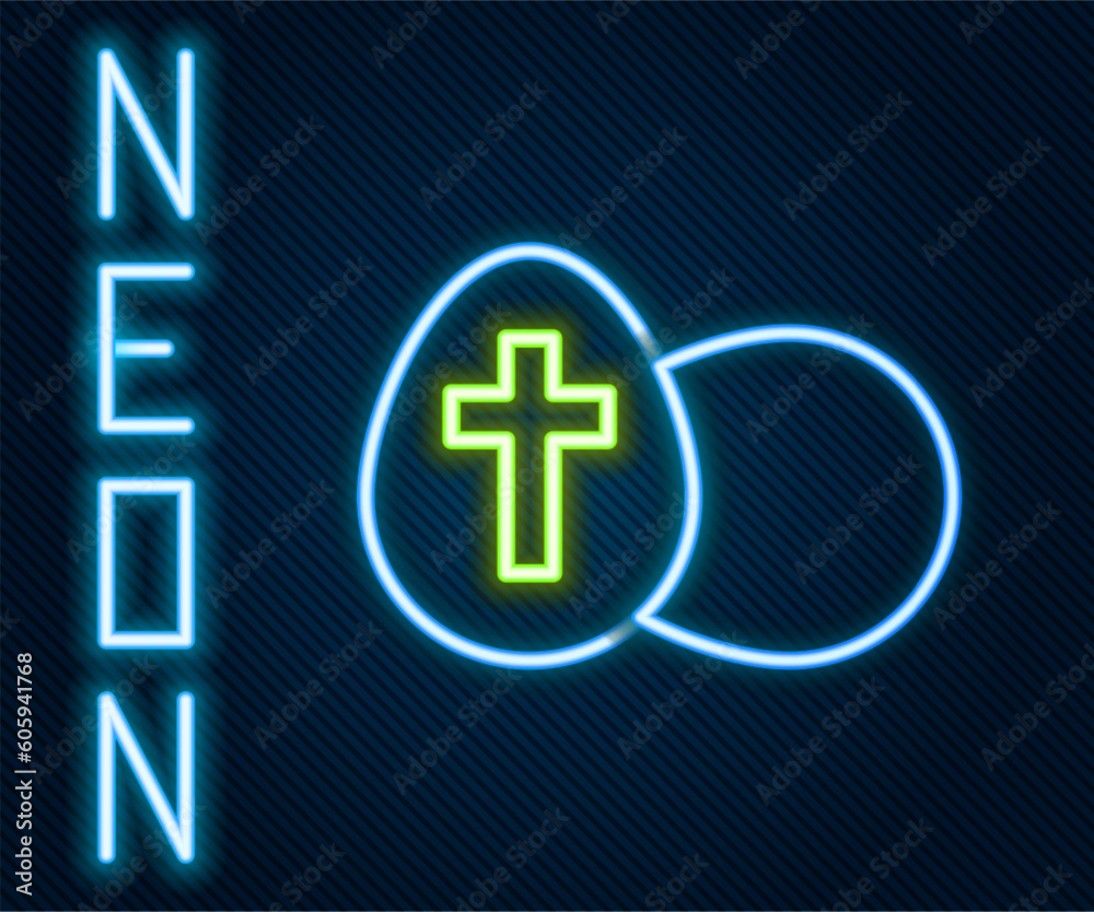 Glowing neon line Easter egg icon isolated on black background. Happy Easter. Colorful outline concept. Vector