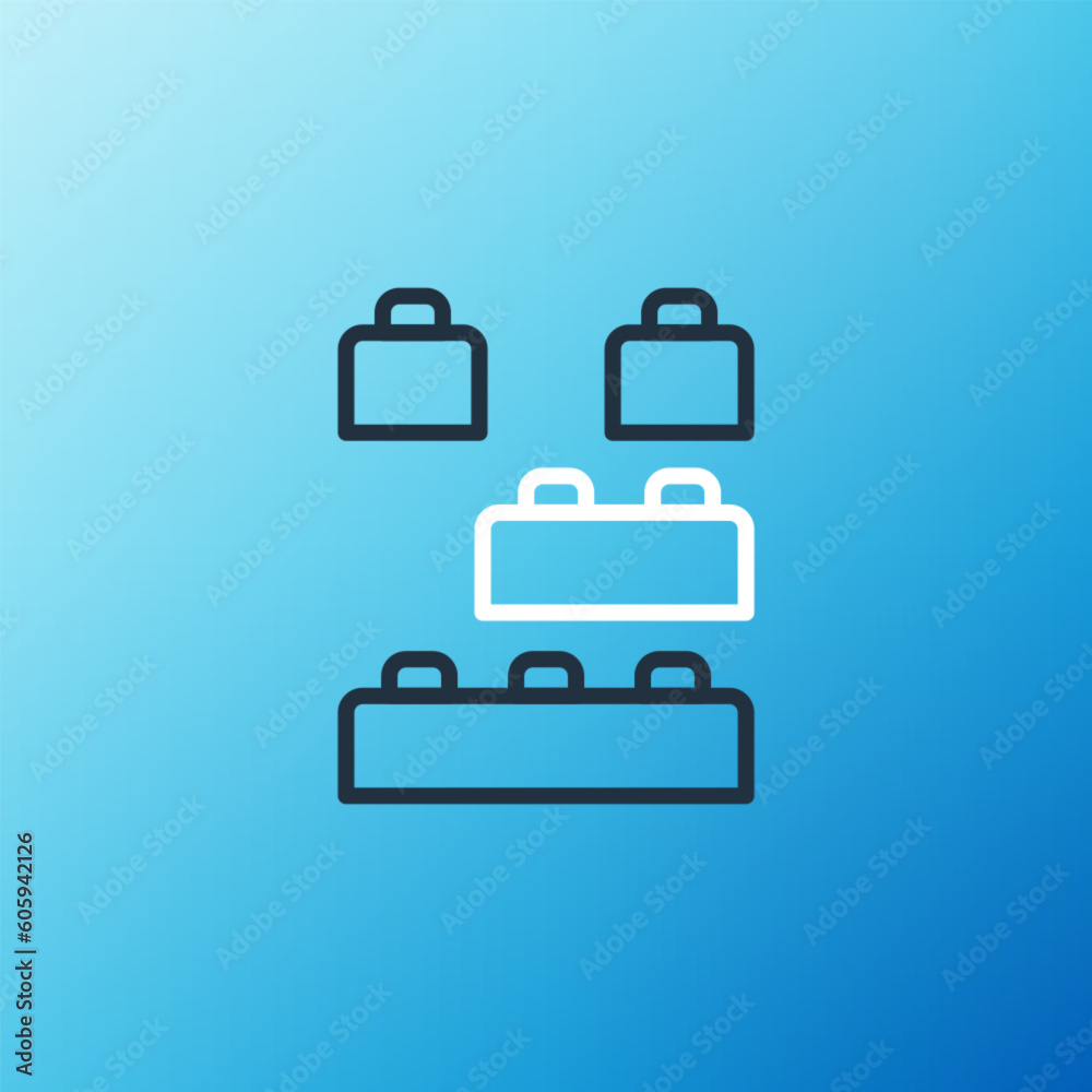 Line Toy building block bricks for children icon isolated on blue background. Colorful outline concept. Vector Line Toy building block bricks for children icon isolated on blue background. Colorful outline concept. Vector