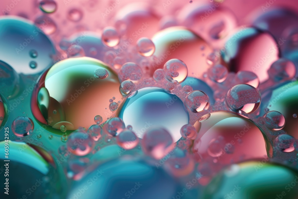 Beautiful background of abstract water bubbles with green and blue backgrounds, in the style of light pink. Generative AI Beautiful background of abstract water bubbles with green and blue backgrounds, in the style of light pink. Generative AI
