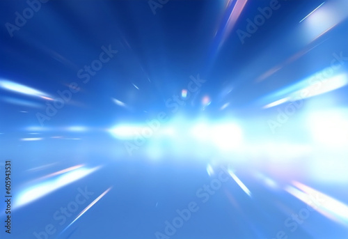 青色の光が屈折したキラキラとしたクリスタルスペクトルフレア背景
