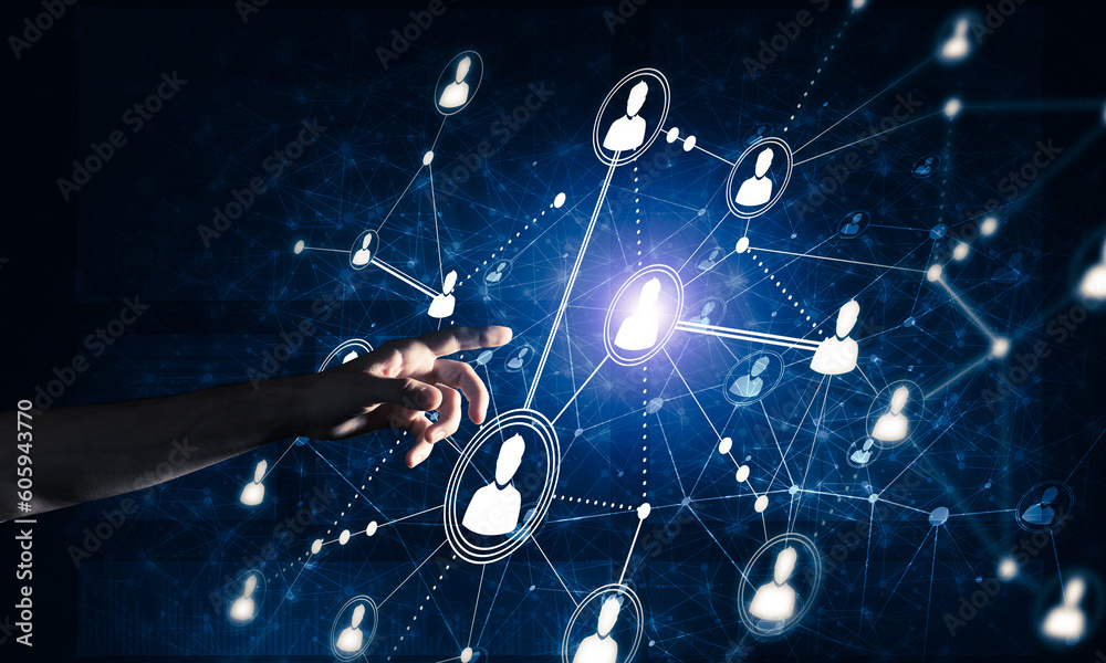 Creating modern wireless technologies as means of communucation and networking on dark background