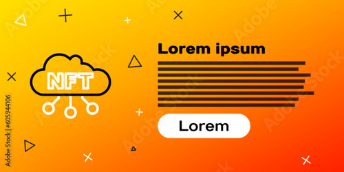 Line NFT cloud icon isolated on yellow background. Non fungible token. Digital crypto art concept. Colorful outline concept. Vector