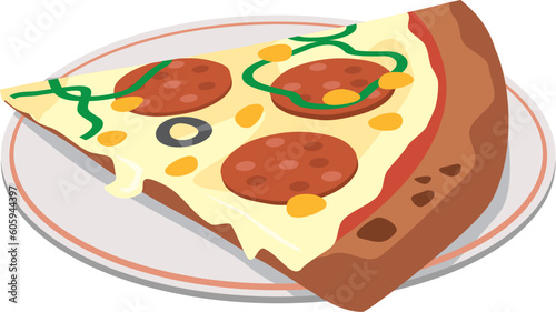 お皿に乗っているカットピザのイメージイラスト