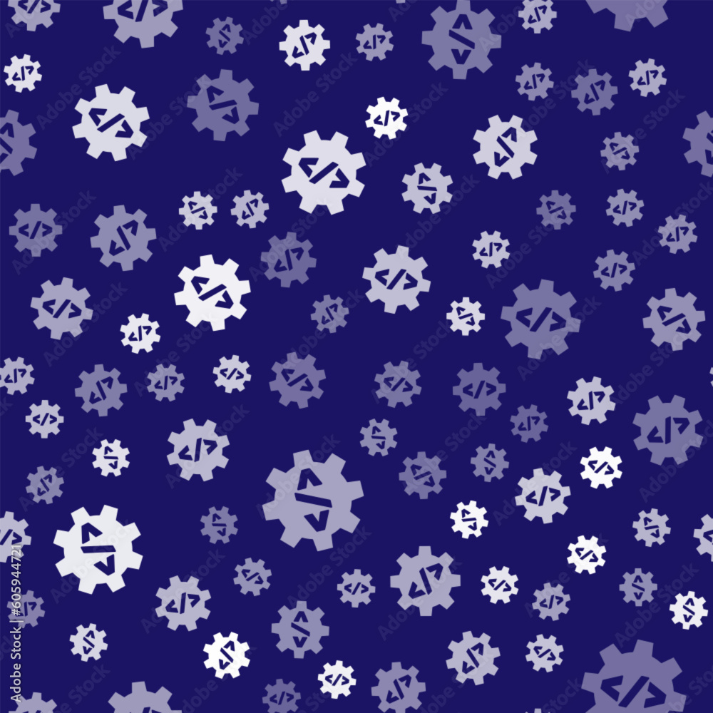 White Web design and front end development icon isolated seamless pattern on blue background. Vector White Web design and front end development icon isolated seamless pattern on blue background. Vector