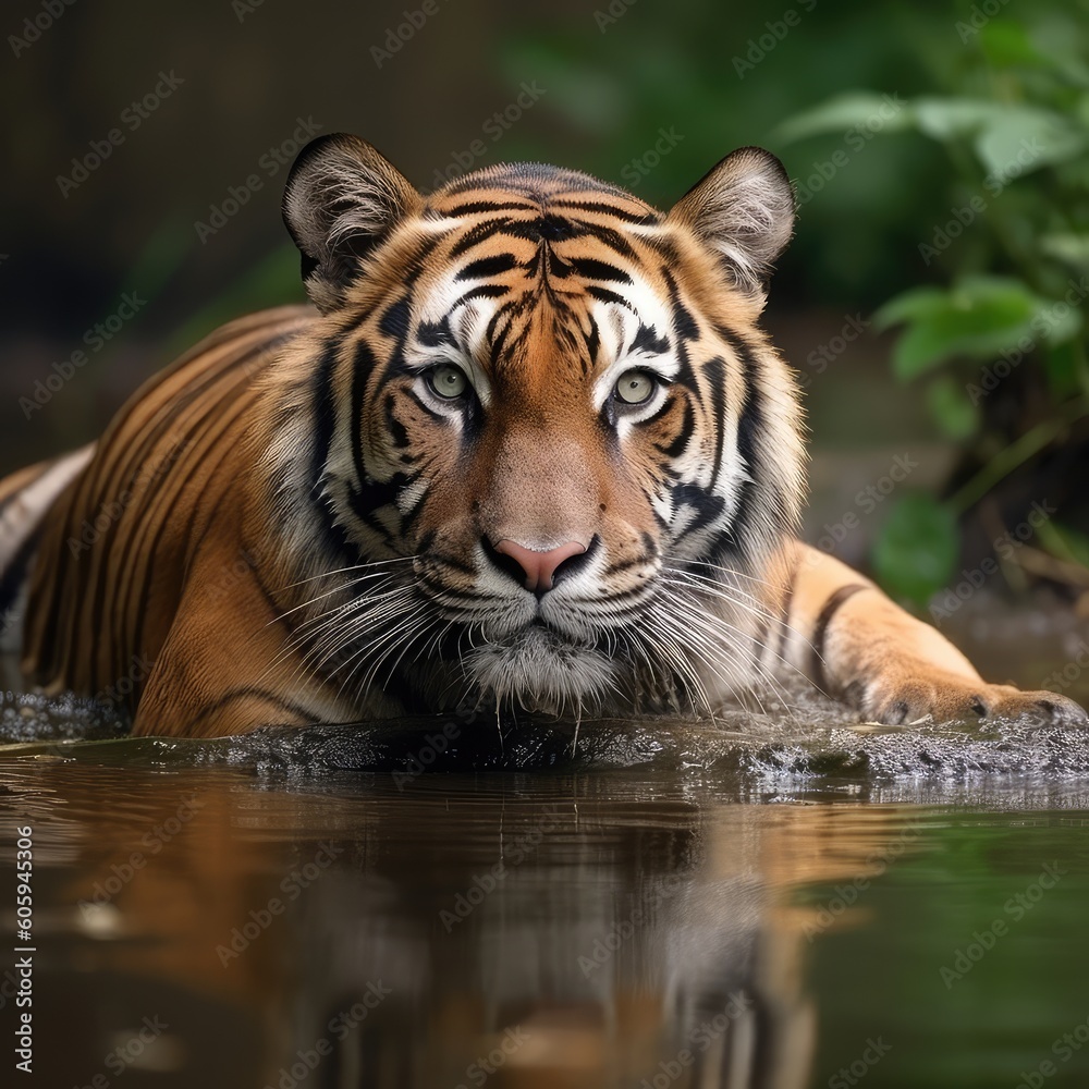 Fototapeta premium tiger in the river