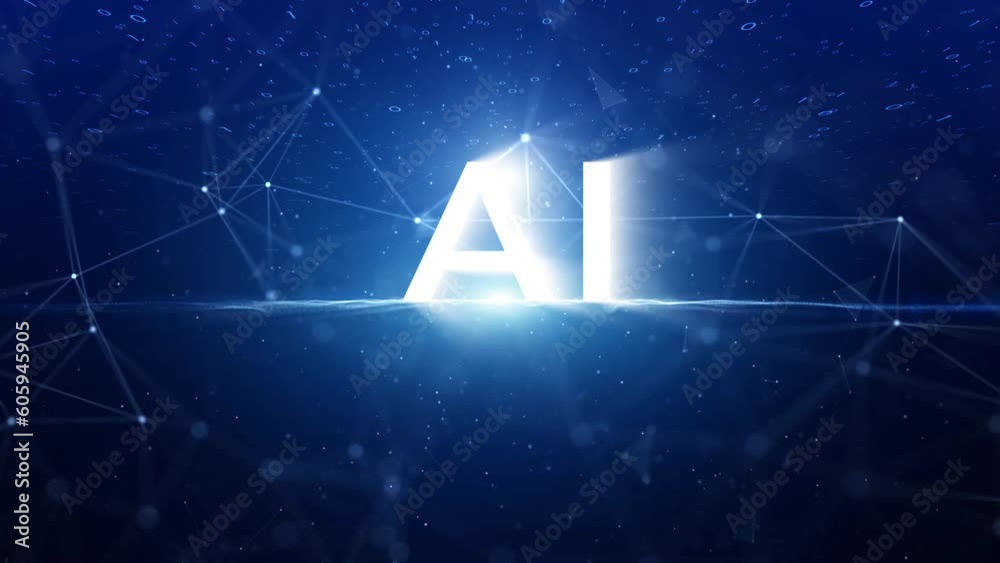 Concept artificial intelligence cyberspace on dark blue loop background. Motion graphic of White AI letter and futuristic digital corner lines loop motion background. Concept artificial intelligence cyberspace on dark blue loop background. Motion graphic of White AI letter and futuristic digital corner lines loop motion background.