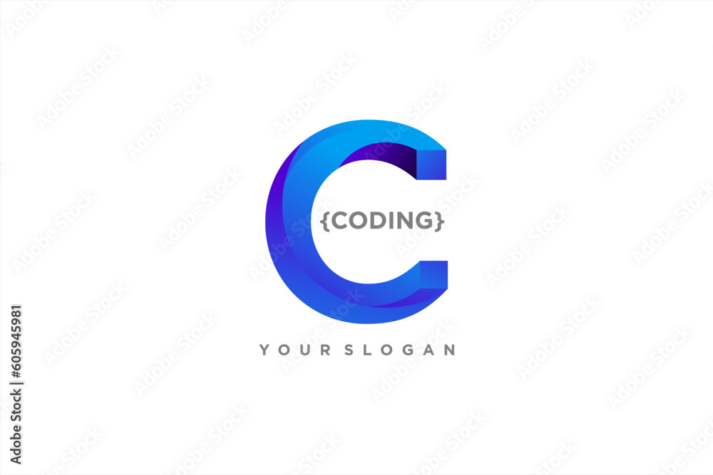 C logo coding vector,technology, symbol code logo illustration, coding ...