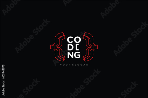 logo coding vector,technology, symbol code logo illustration, coding. programmer logo icon vector suitable for your media design logo