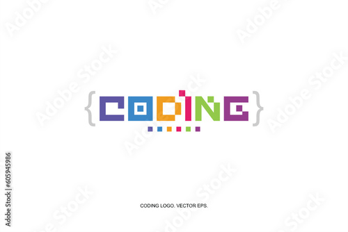 logo coding vector colorful illustration. Digital code logo, code icon, kids coding. coding. programmer logo icon vector