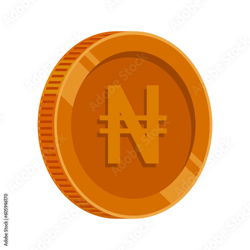 Naira Coin Bronze Money Copper NGN Symbol Vector