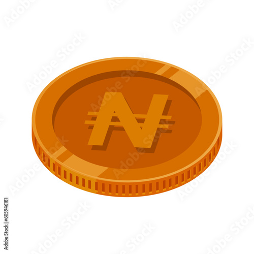 Naira Coin Bronze Money Copper NGN Symbol Vector