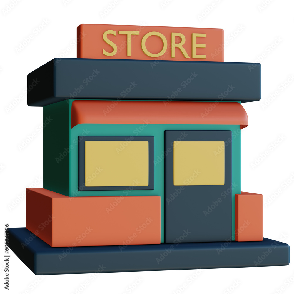 Shop with sale 3d object icon side view Shop with sale 3d object icon side view