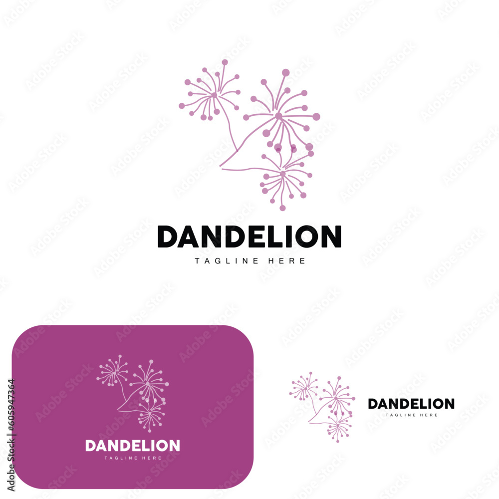 Dandelion Logo, Vector Plant Dandelion flower, Design Icon Template Dandelion Logo, Vector Plant Dandelion flower, Design Icon Template