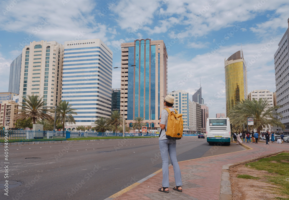 Naklejka premium travel to United Arab Emirates, city of Abu Dhabi.