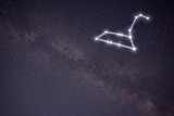 Leo (Lion) constellation. Stick figure pattern in starry night sky