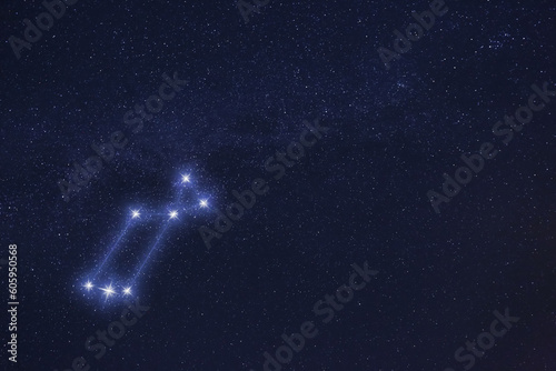 Lyra constellation. Stick figure pattern in starry night sky