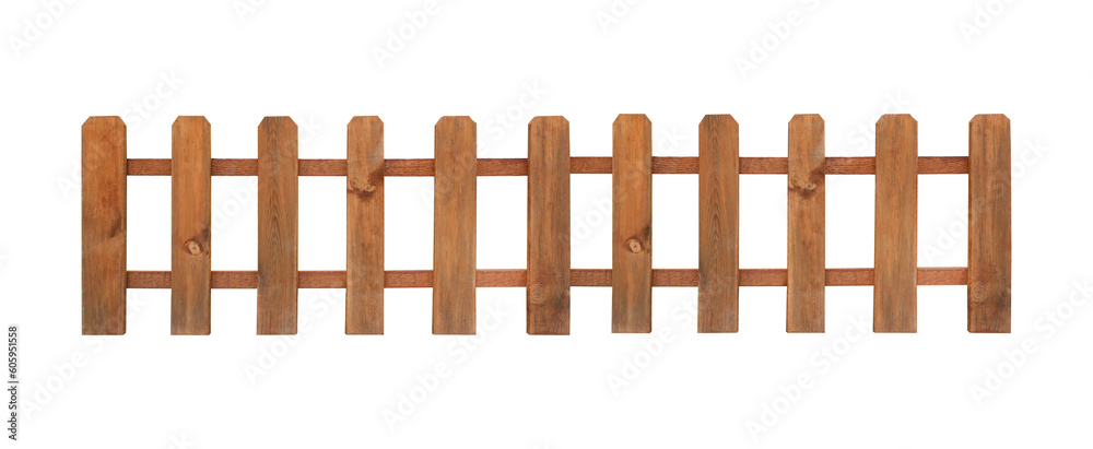 Wooden fence on white background. Enclosing structure Wooden fence on white background. Enclosing structure