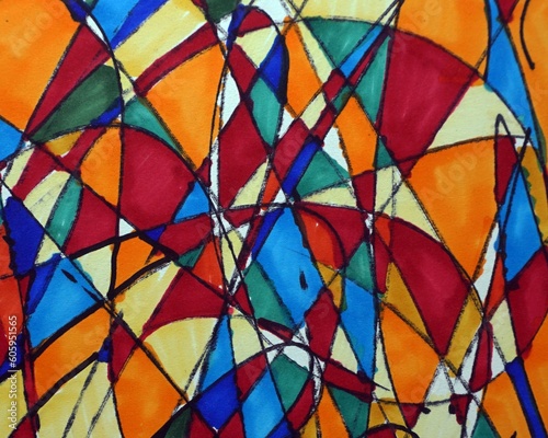 Art Drawing Abstract Copic  marker    Modern   geometric shapes