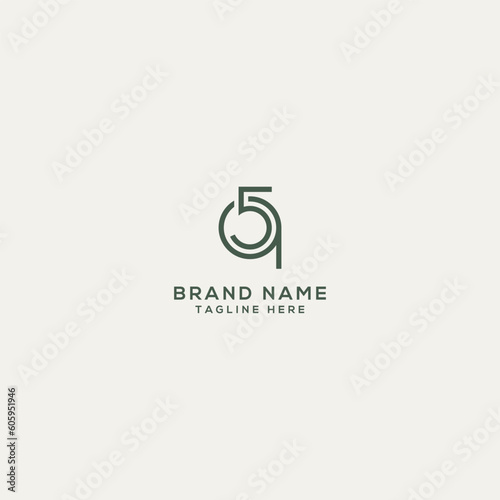 Abstract minimal letter and number Q5 5Q icon logo vector symbol. photo