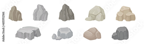 Massive Boulder and Cobble as Rock Fragment Vector Set