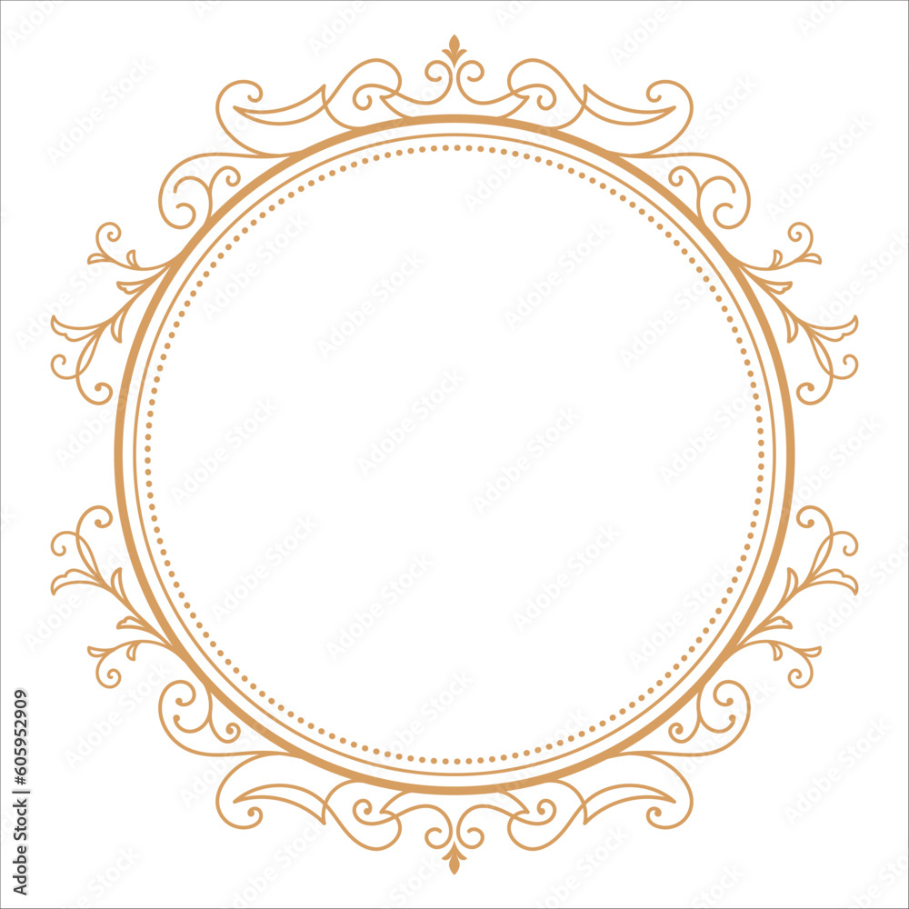 Round frame circle vintage flourish label vector