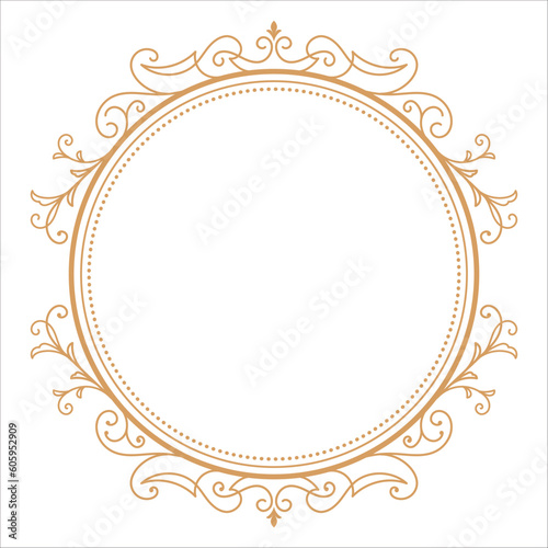 Round frame circle vintage flourish label vector