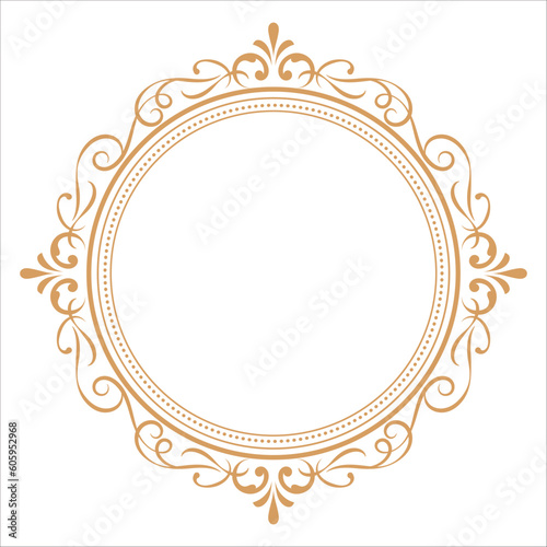 Vintage flourish Round frame Circle label vector