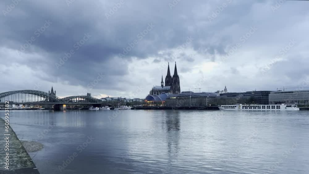 Cologne skyline with clouds dom and honzholan bridge Cologne skyline with clouds dom and honzholan bridge